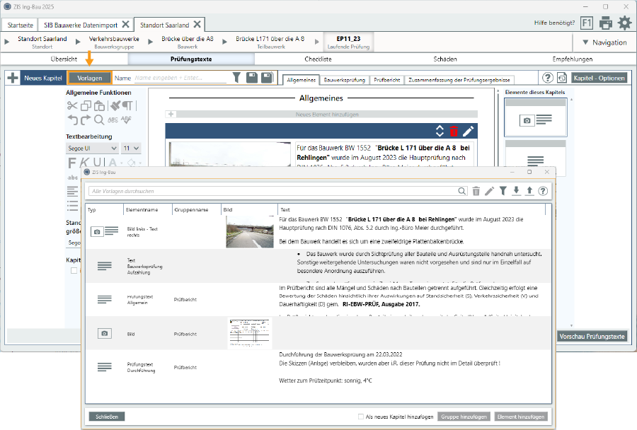 Vorlagenliste öffnen